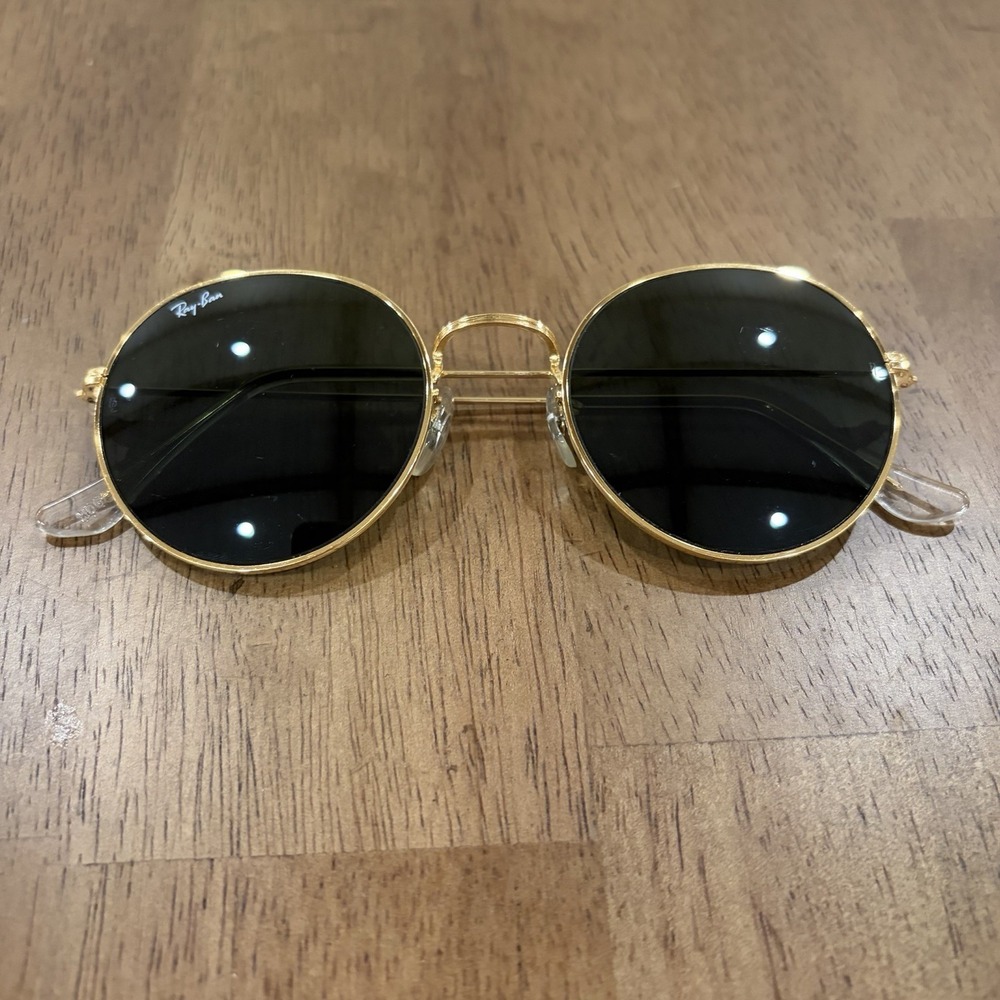 Vintage B & L Ray-Ban Gold Round Sunglasses Gold Plated W0607 Bausch & Lomb 90's